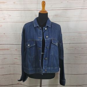 Pilcro and the Letterpress Denim Jacket Women’s Dark Wash Cropped Size XL NWT